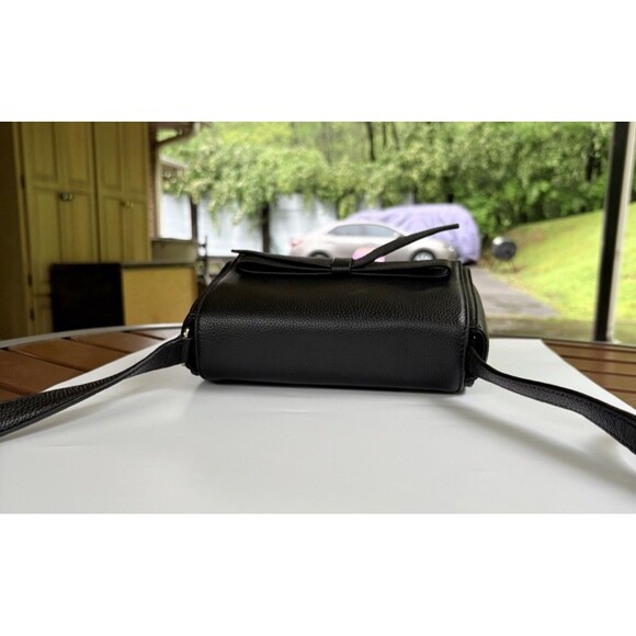 Kate Spade Black Leather Bow Ribbon Small Crossbody Handbag Bag Pocketbook - Picture 4 of 10